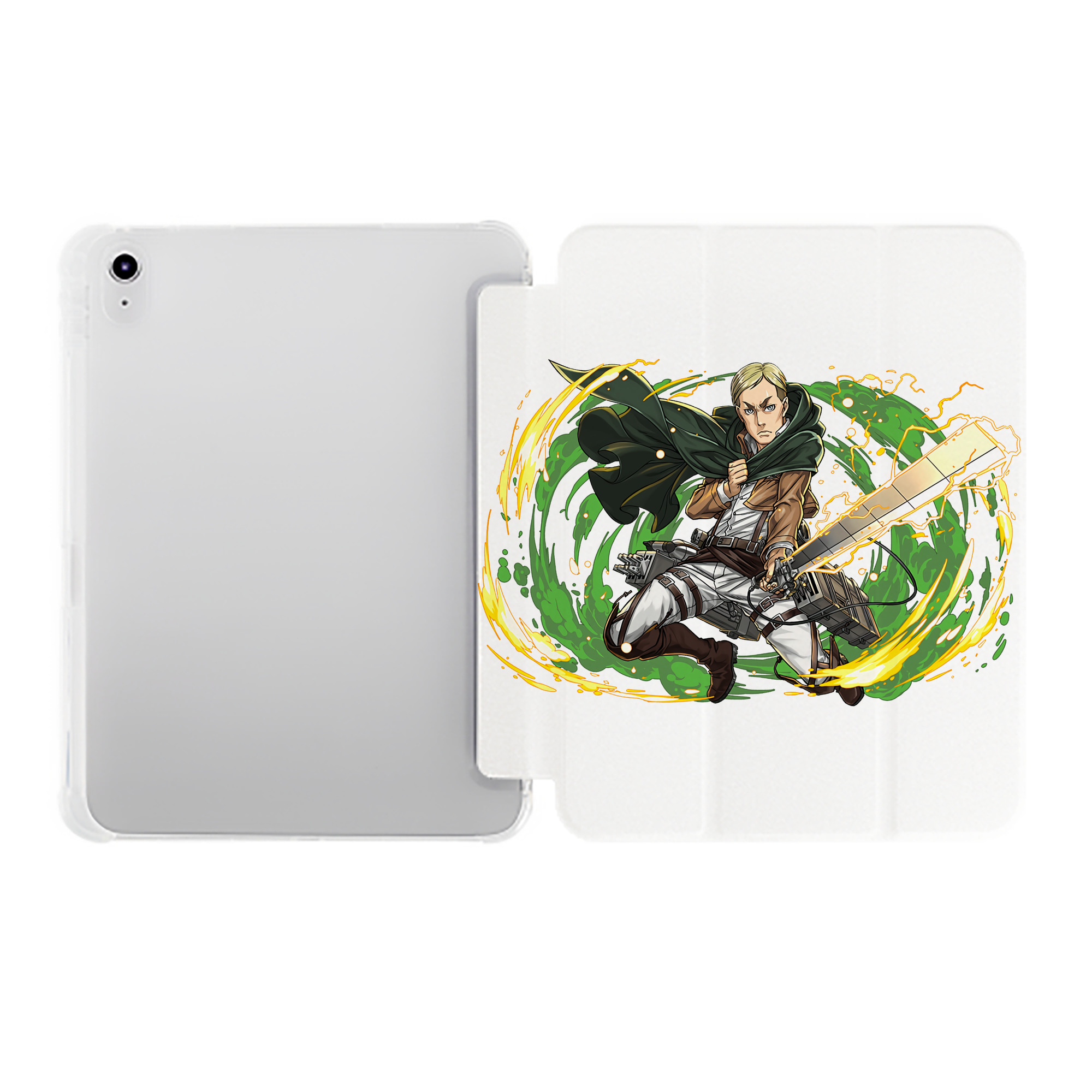 （画像用） 進撃の巨人 エルヴィン・スミス Attack on Titan Erwin Smith IPad ケース ペン収納付き 三つ折りスタンド PUレザー×シリコン 対応機種9.5/10.5/10.9インチ